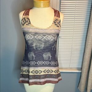 Ginger G Multicolor Elephant Pattern Tank Top